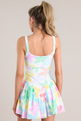 Buzzin' About Pastel Floral Print Pleated Tennis Dress (BACKORDER MAY) - Red Dress