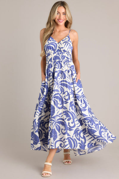 Blue Tropical Print Maxi Dress - All Dresses | Red Dress Blue Tropical Print Maxi Dress - All Dresses | Red Dress