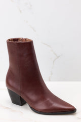 Caty Bourbon Leather Ankle Boots - Red Dress