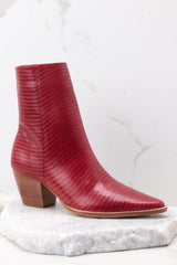 Caty Cherry Rope Leather Ankle Boots - Red Dress