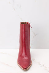 Caty Cherry Rope Leather Ankle Boots - Red Dress