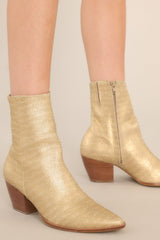 Caty Gold Weave Ankle Boots - Red Dress