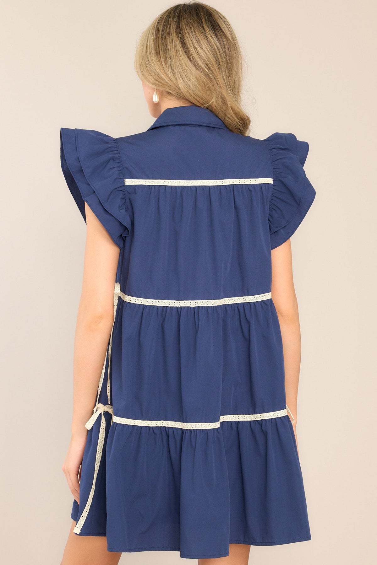 Printed Tiered Mini Dress with Buttoned Top