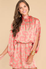Change In The Air Coral Leopard Print Dress - Red Dress