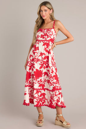 Flora Cherry Red Midi Dress main image 1