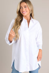 Chic Sophistication White Button Front Top - Red Dress