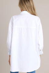 Chic Sophistication White Button Front Top - Red Dress