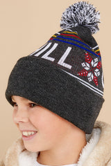 Chill Mornings Charcoal Grey Youth Hat - Red Dress