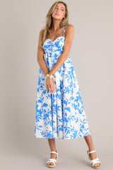 Chronicles of Myself Blue Floral Midi Dress - Red Dress