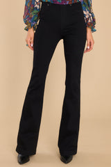 Clean Black Pull On Stretch Flare Jeans - Red Dress
