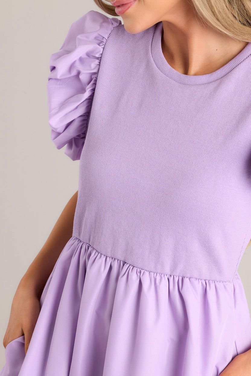 Lavender Puff Sleeve Midi Dress