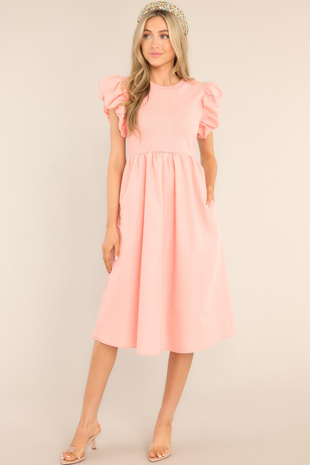 Salmon Pink Modal Silk Kaftan Dress (Medium)
