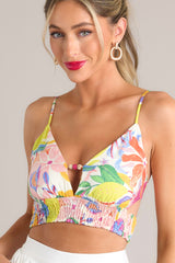 Colorful Celebrations Ivory Multi Floral Crop Top - Red Dress