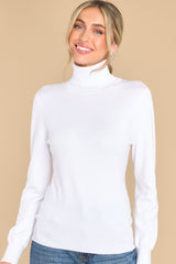 Comfortable Charm White Turtleneck Sweater - Red Dress