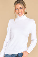 Comfortable Charm White Turtleneck Sweater - Red Dress