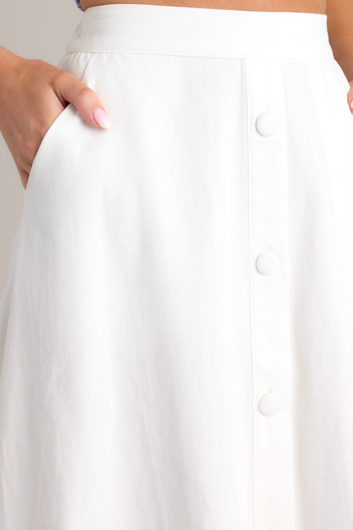 Decor Button Front Midi Skirt