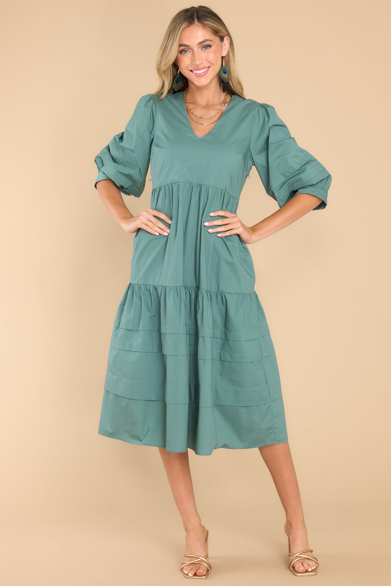 Beautiful Desert Sage Cotton Midi Dress - Midi Dresses | Red Dress Beautiful Desert Sage Cotton Midi Dress - Midi Dresses | Red Dress