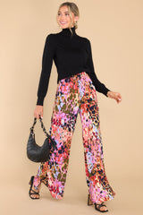 Crazy For You Pink Multi Print Pants - Red Dress