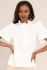 Crystal Clear White Short Sleeve Top - Red Dress