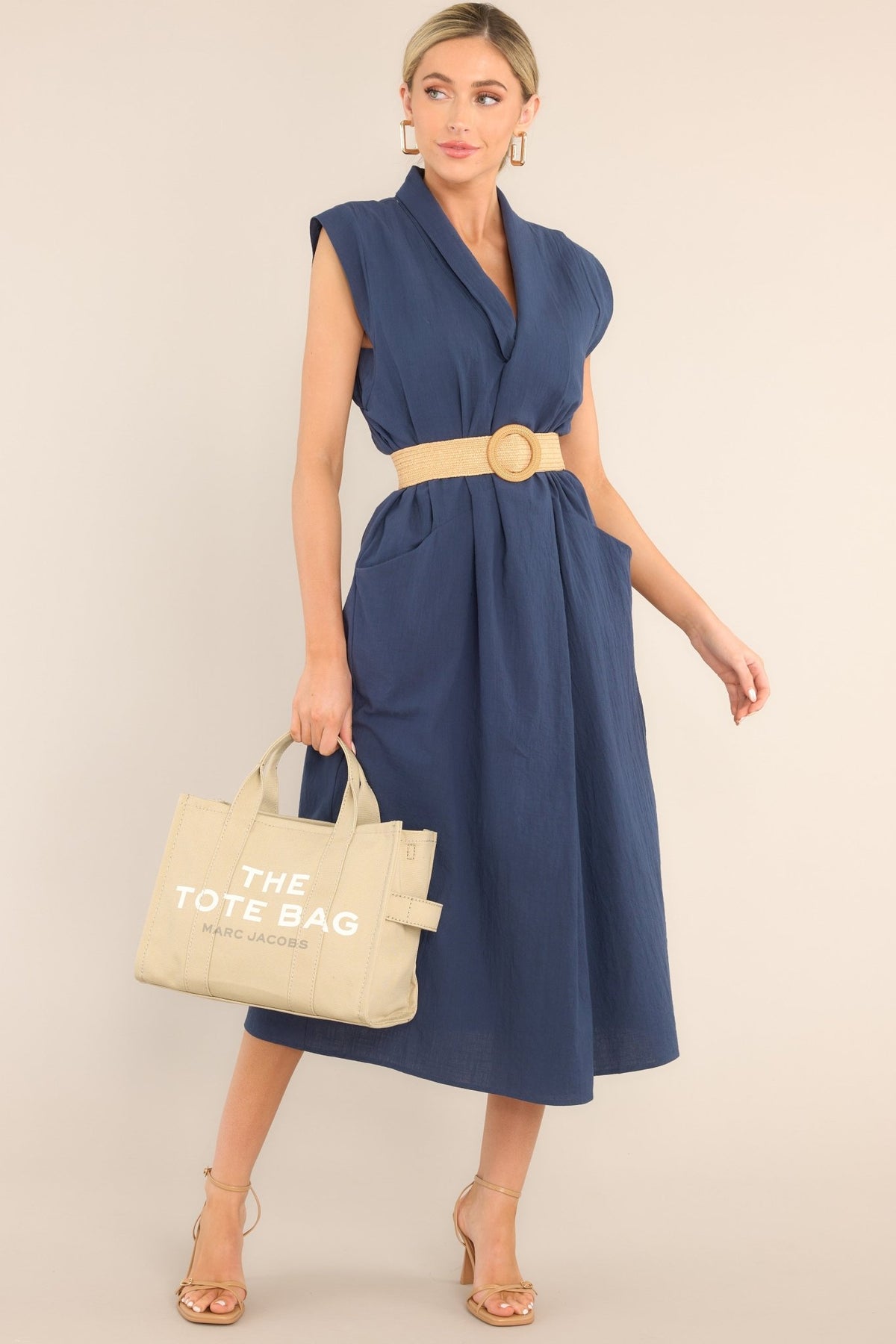 SOMETHING NAVY
 Cotton Midi Dress main image 1