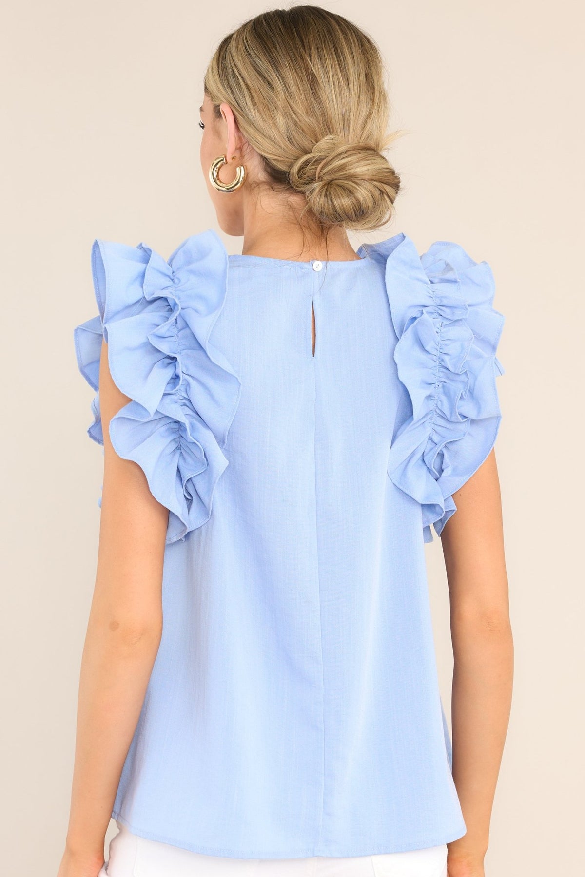 Blue Ruffled Top Light Blue Ruffled Top - All Tops | Red Dress