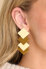 Different Time Zone Gold Earrings - Red Dress