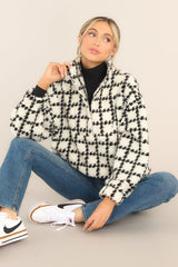 Don't Bother Black & White Houndstooth Pullover - Red Dress