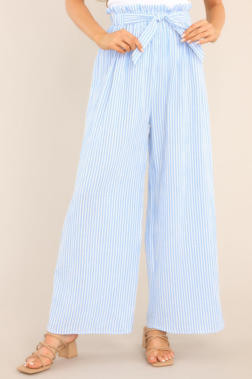 Blue and White Striped Pants