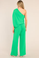 Dreaming Of New Green One Shoulder Jumpsuit - Red Dress
