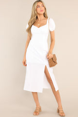 Dying to See You White Midi Dress - Red Dress