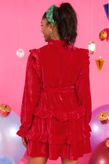 Elfin' Around Red Velvet Dress - Red Dress