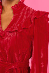 Elfin' Around Red Velvet Dress - Red Dress