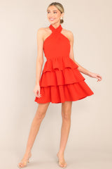 Embracing Change Red Tiered Halter Mini Dress - Red Dress