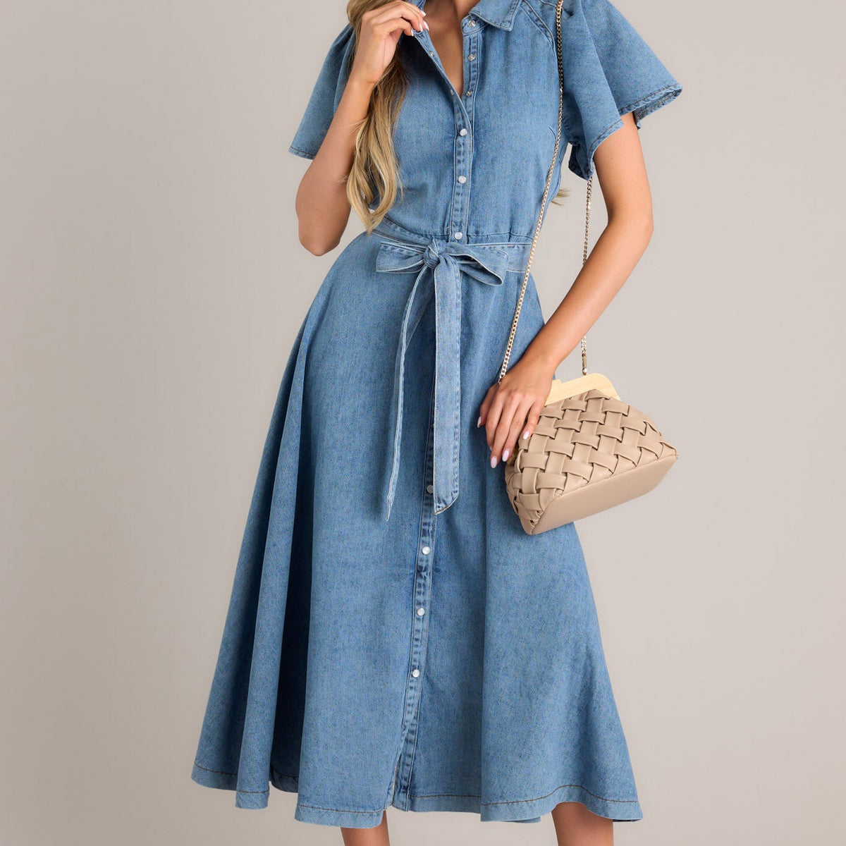 maxi dress with denim top Medium Wash Denim Maxi Dress - All Denim