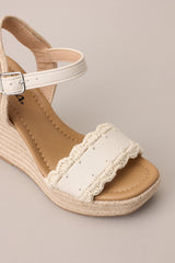 Escape to Sea Ivory Scalloped Espadrille Wedge Sandals - Red Dress