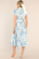 Even The Score Blue & White Midi Dress (BACKORDER MAY) - Red Dress