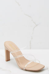 Every Occasion Tan And Clear High Heel Sandals - Red Dress