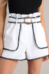 Everyday Memories White Linen Belted Shorts - Red Dress