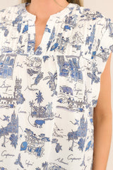 Everyday Smiles Blue & White Tropical Print Top - Red Dress