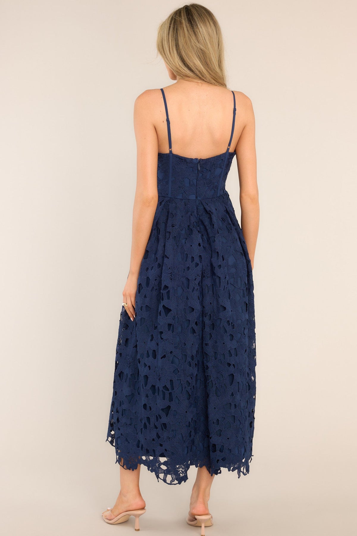 Lace Navy + Gold Block Sleeveless Maxi Dress main image 0