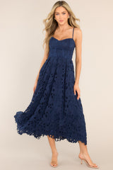 Everything Is Possible Navy Lace Maxi Dress - Red Dress