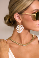 Exotic Oasis White Earrings - Red Dress