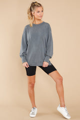 Feel Again Charcoal Grey Pullover - Red Dress