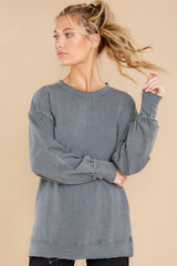 Feel Again Charcoal Grey Pullover - Red Dress