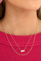 Feeling Calm Again Gold Layered Necklace - Red Dress