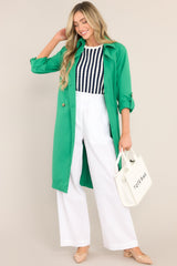 Feeling Lucky Kelly Green Trench Coat - Red Dress