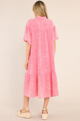 Find Balance Hot Pink Gauze Midi Dress - Red Dress
