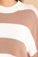 For A While Brown Stripe Sweater - Red Dress
