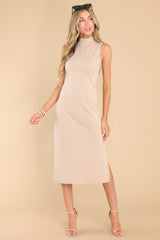 For The People Beige Midi Dress - Red Dress