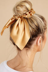 Forget Me Knot Gold Scrunchie - Red Dress